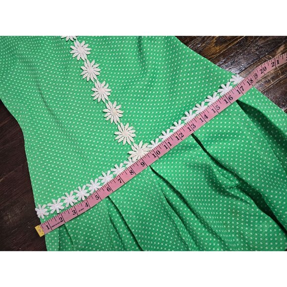 ❤️Vintage Mod 1960s Neon Green Flower Power Dress Groovy 70s - Picture 10 of 14